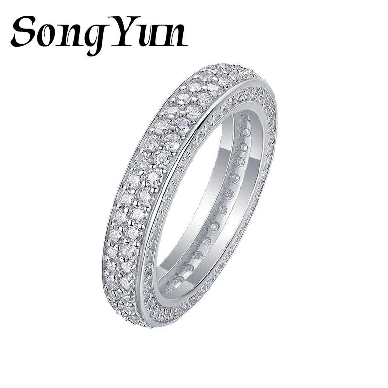 

SONGYUN Luxury Jewelry 925 Sterling Silver Ring VVS Moissanite Office Ring for Women 18K Real Gold Plated Fine Rings Jewelry