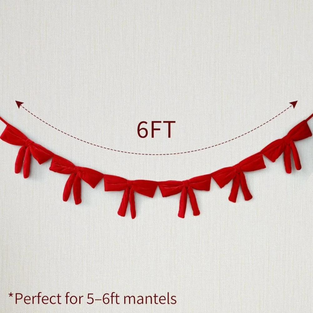 For Christmas Tree Mantel Decor Bows Christmas Bow Garland For Festive Gathering Red Long-lasting Construction