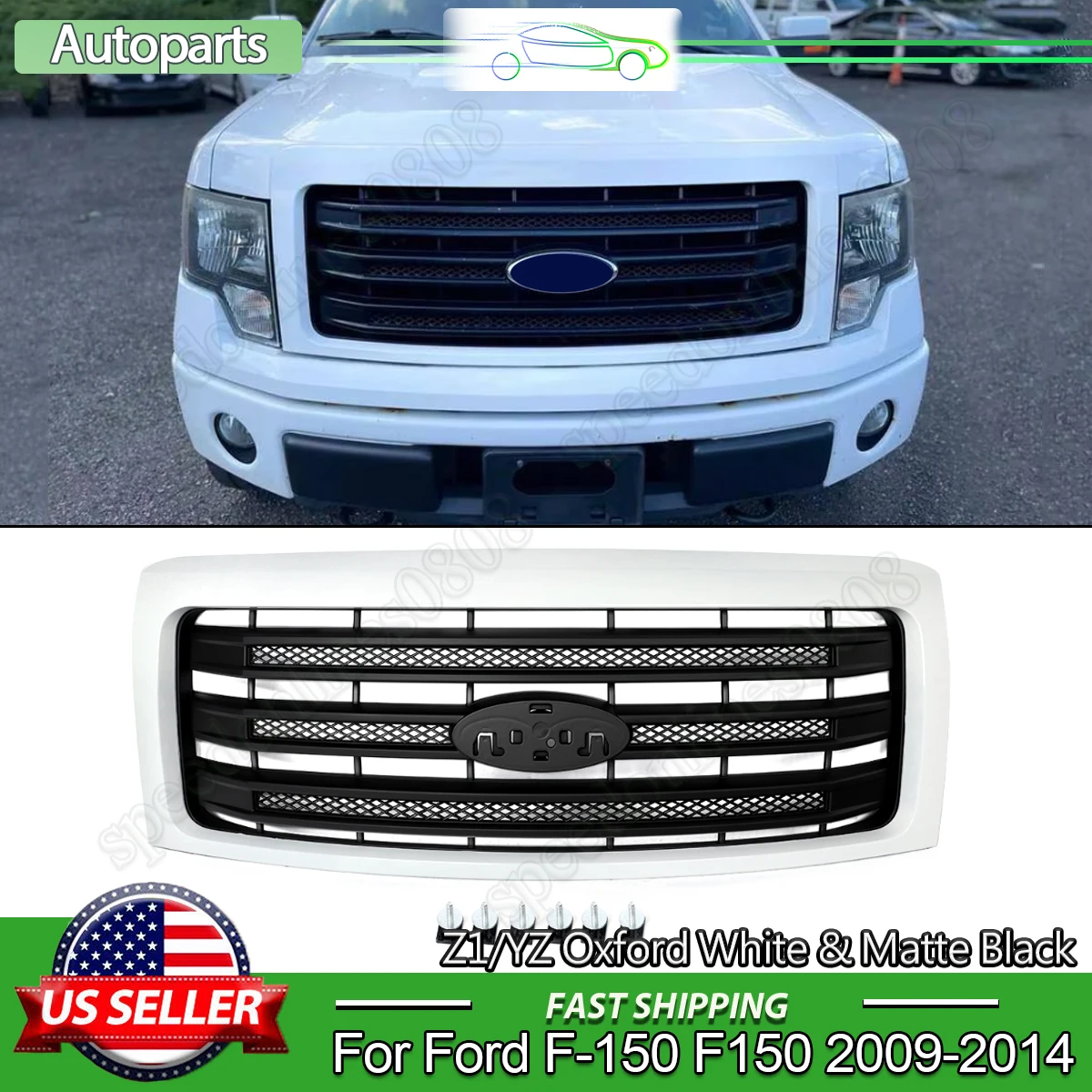 Magickit For Ford F-150 F150 FX4 X2 Lariat Platinum STX XLT 2009-14 3-Bars Front Bumper Radiator Grille Assembly Car Accessories