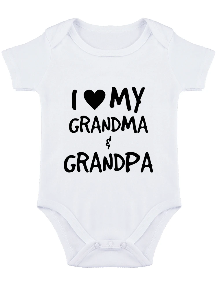 I Love My Grandma & Grandpa Baby Bodysuit funny baby onesie Romper Clothing Funny Cute Infant Outfit