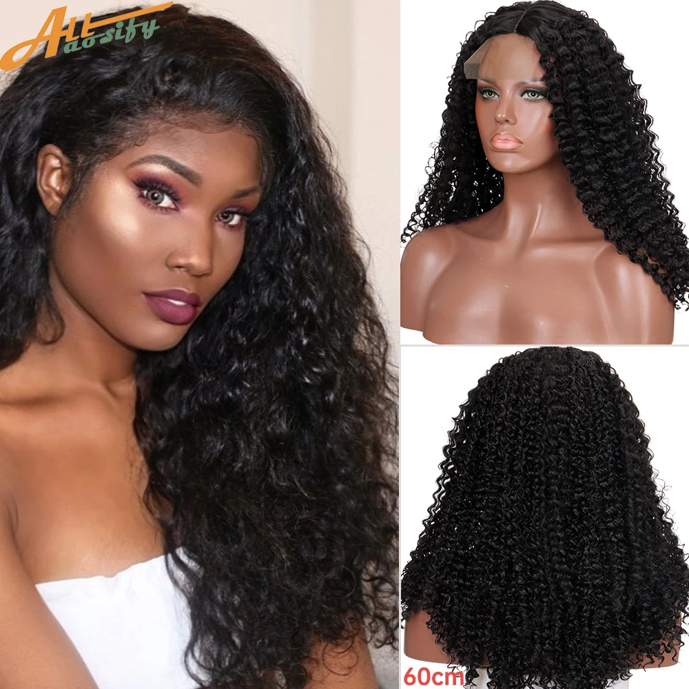 

Allaosify Wig Synthetic Hair Lace Front Frontal Women's Pink Lolita Afro Kinky Curly Hair Natural Hairline Cosplay Wigs Female