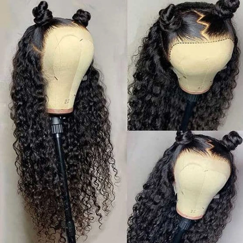 250 Density Kinky Curly Glueless Invisi Strap 360 Full Lace Frontal Wigs with Body Hair Drawstring Pre Plucked 360 Upgrade Wig