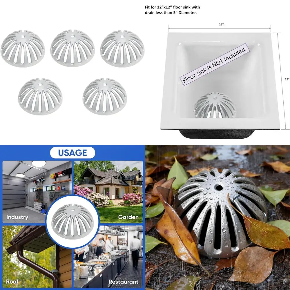 

Stainless Steel Drain Covers, 5.5 Wide x 2.25 High, Set of 5, Suitable for Kitchen, Outdoor, and Restaurant Use