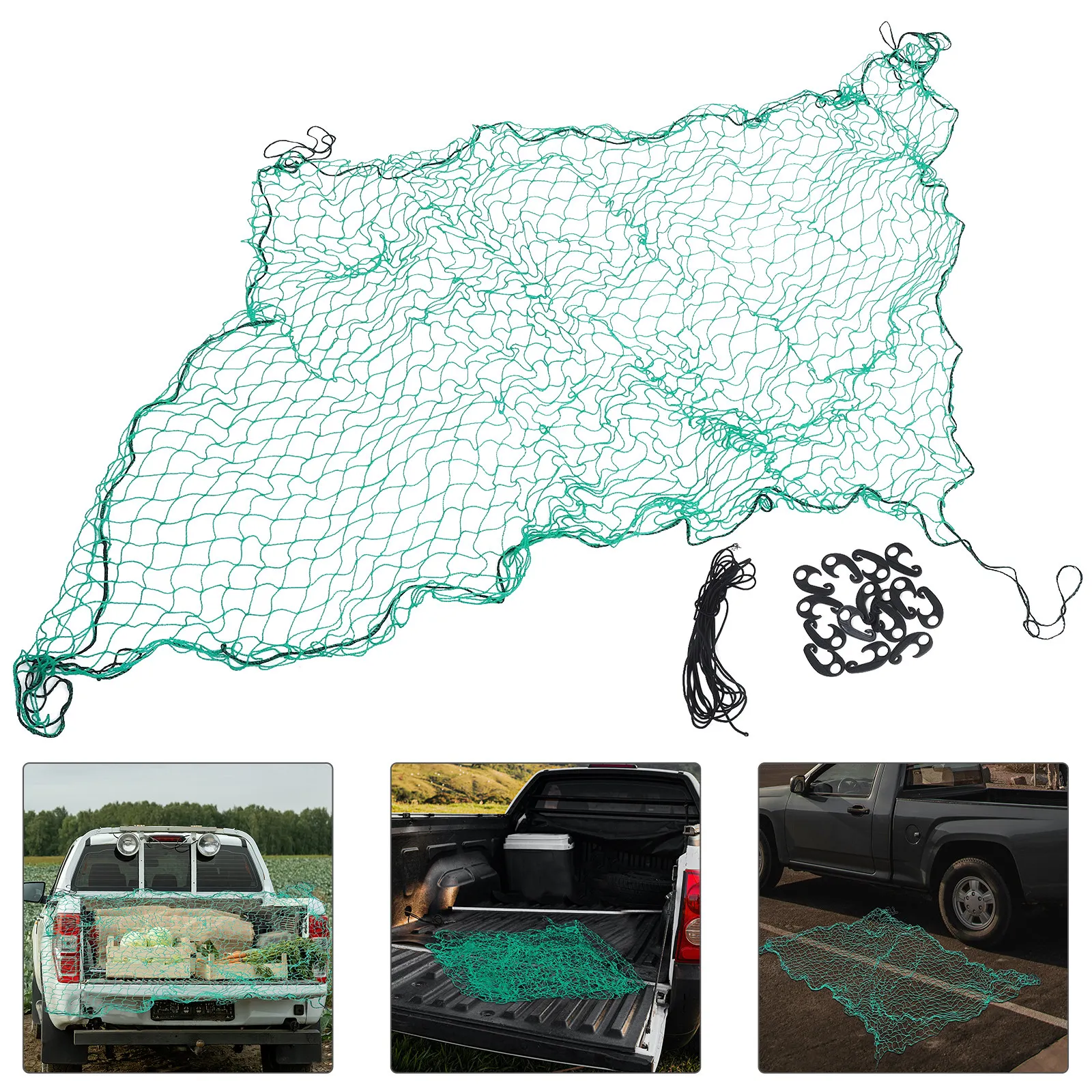 Truck Cargo Net Heavy Duty Nylon Elastic Mesh Net for Pickup Bed Trailer Container Roof Rack All Weather Abrasion Resistant