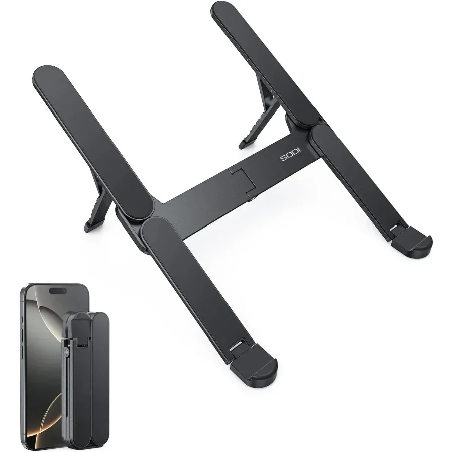 

SODI Ультракомпактная складная подставка для ноутбука Портативный держатель для ноутбука для настольного использования в путешествиях Эргономичный алюминиевый держатель для компьютера с регулировкой