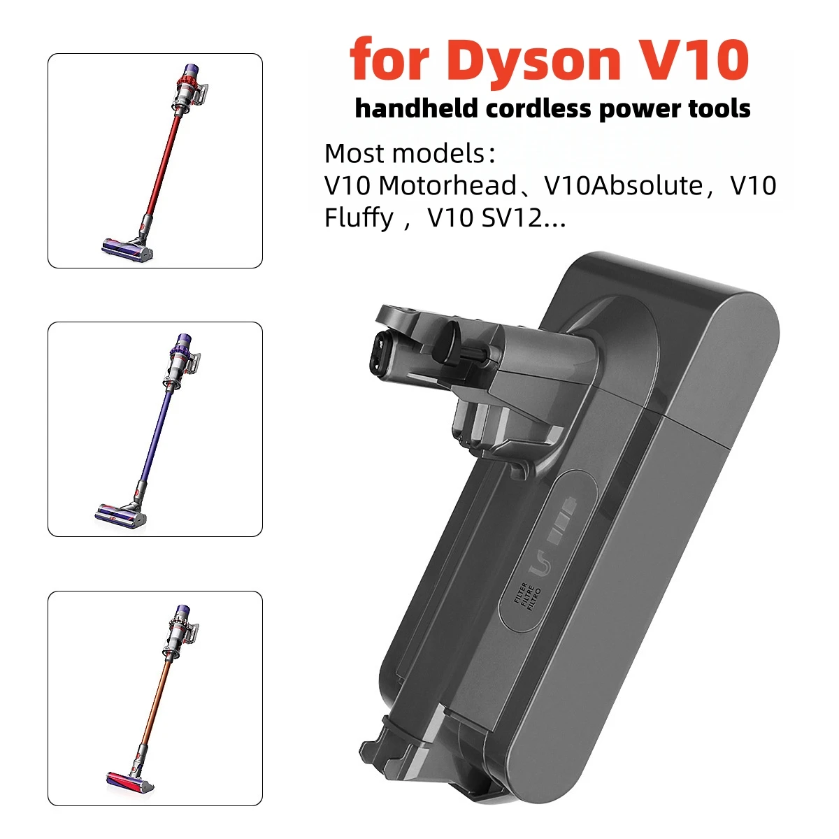 Новинка для Dyson V10, 12800 мАч, 25,2 В, аккумулятор для Dyson SV12, литий-ионный пылесос Absolute Animal, аккумуляторная батарея SV12