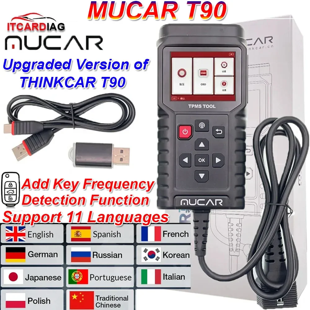 

MUCAR TP T90 TPMS Upgrade of THINKCAR T90 Programmer Car Tire Pressure Diagnosis Tool 315M/433MHz 2in1 TPMS Sensor Service Tool