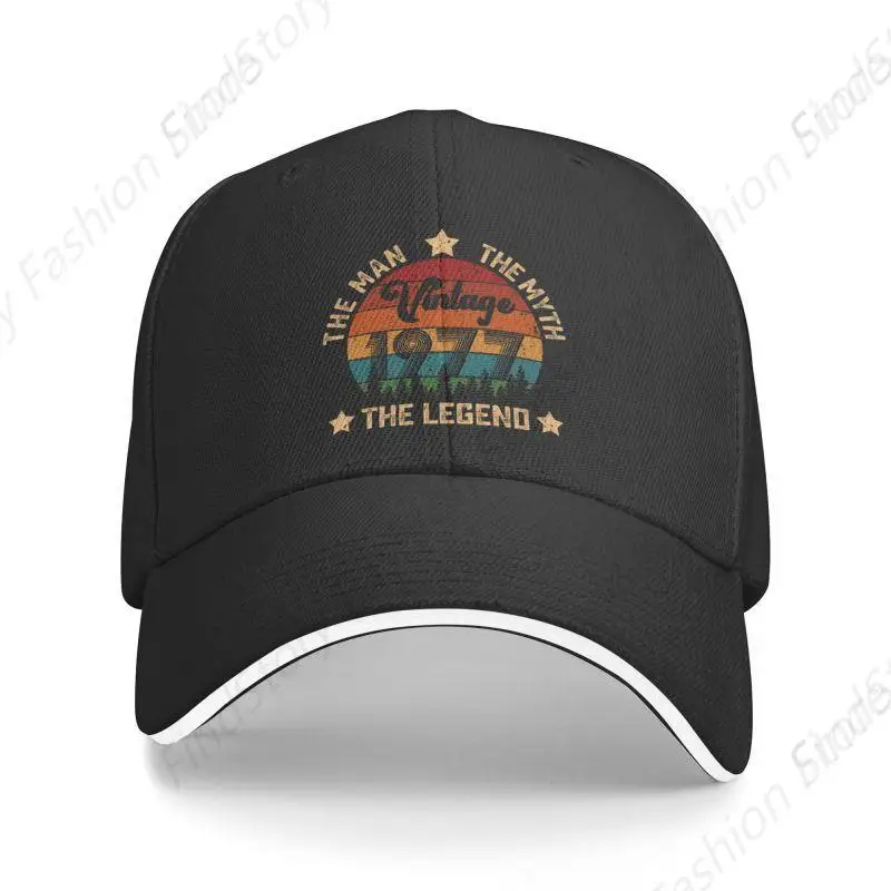 

The Men The Myth The Legend Baseball Cap Sandwich Brim Hats for Men Women Adjustable Caps Casual Hip-hop Daily Sports