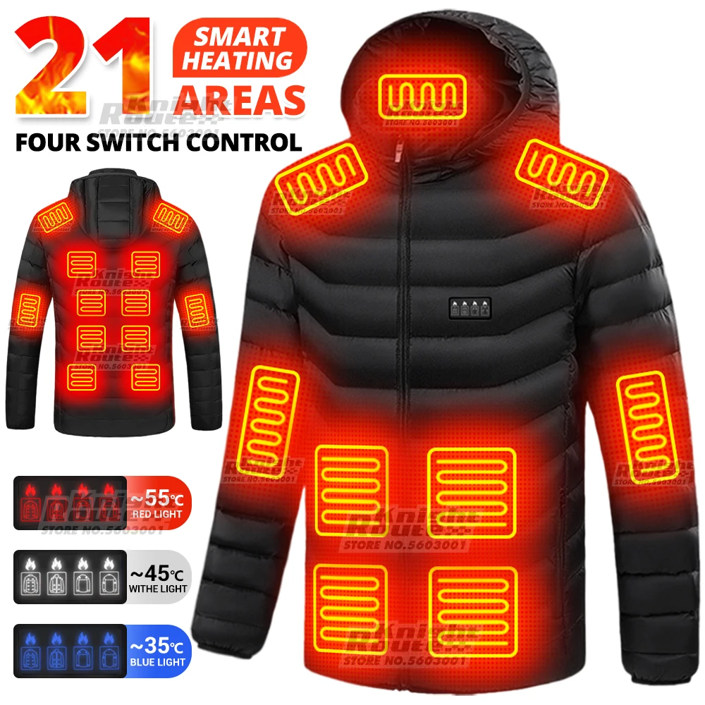 21 zone heating jacket men's warm jacket women's USB heating vest warm clothing fishing camping washable winter