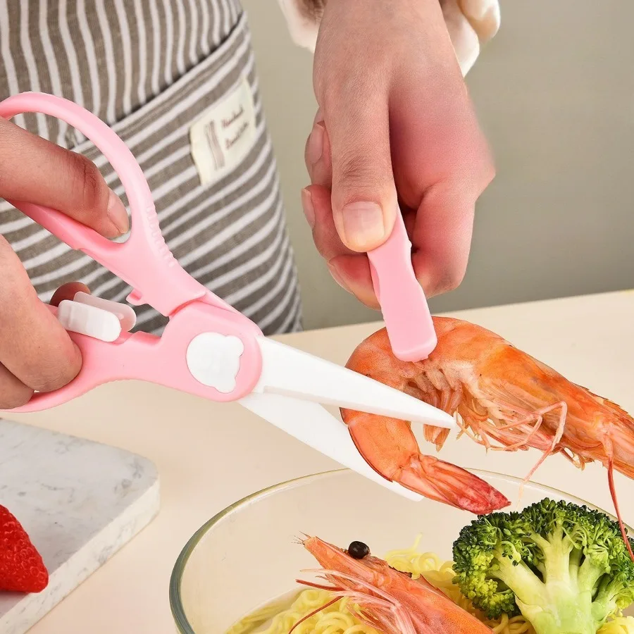 Kitchen scissors, complementary food scissors, ceramic complementary food scissors set, complementary food spoon complete set