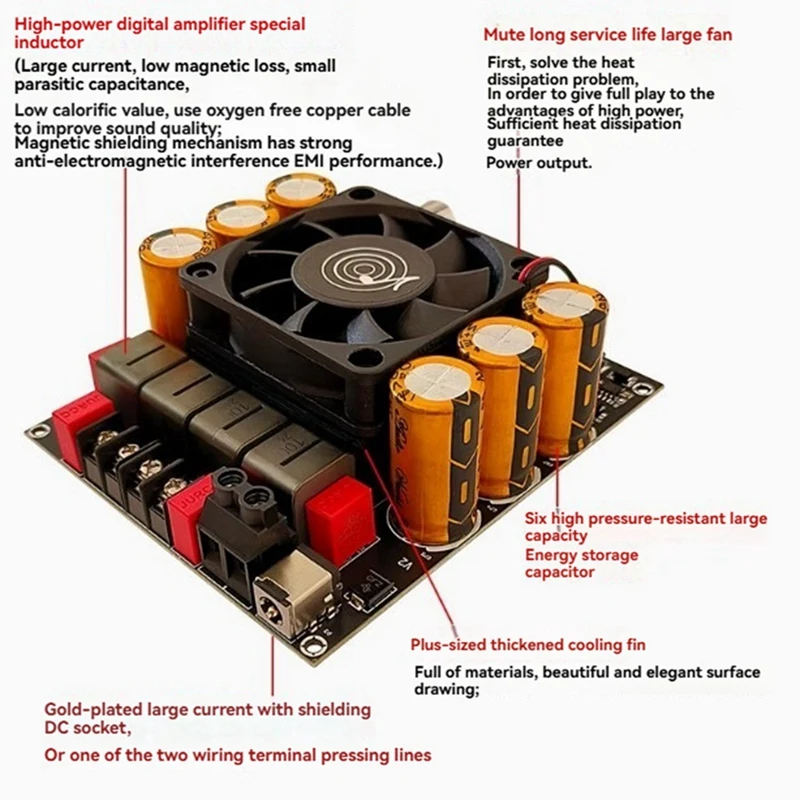 ZK-6002 เครื่องขยายเสียง 2.0 สเตอริโอสูงและต่ําความถี่ Modulation 600W + 600W TPA3255