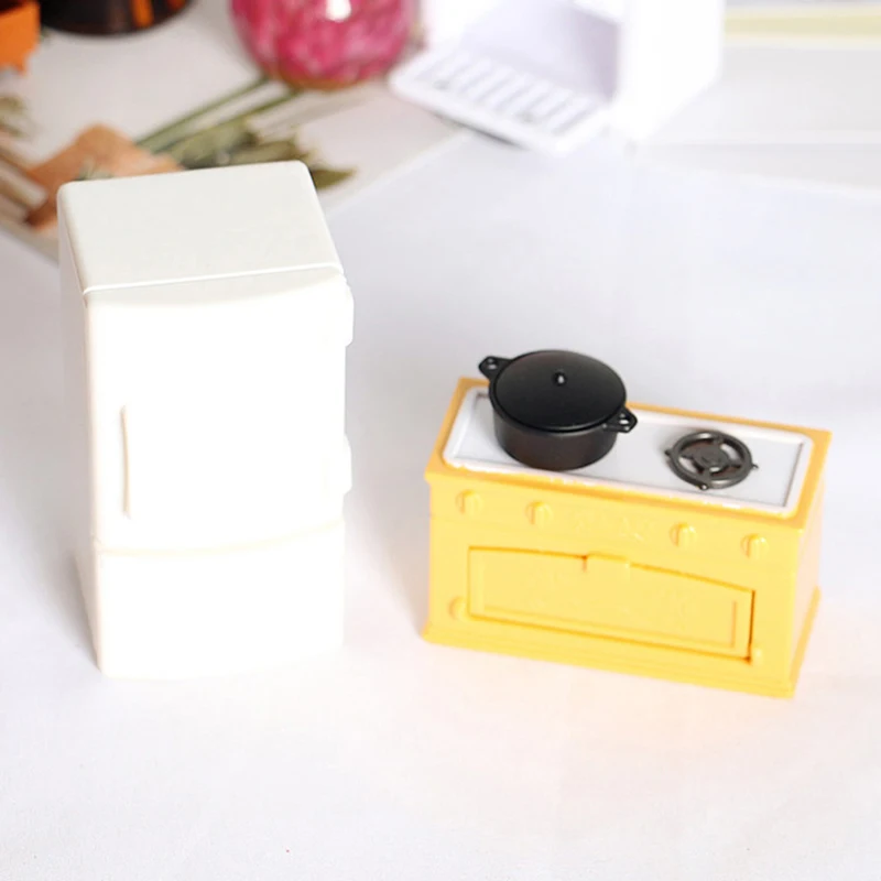 Casa de muñecas, banco de cocina en miniatura, refrigerador, juguetes, accesorios de cocina