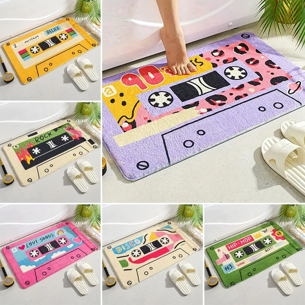 1Pcs New Doormats Non-Slip Rugs Cassette Music Tape Retro Classic Bath Mat Absorbent Foot Pad Home Entrance Carpet