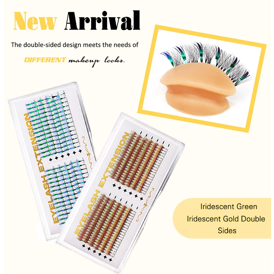 AGUUD جديد أورورا أنيمي كوميك سباير الرموش ريشة على شكل جلدة المشجعين مسبقة الصنع الرموش تمديد الرموش عيد الميلاد الملونة