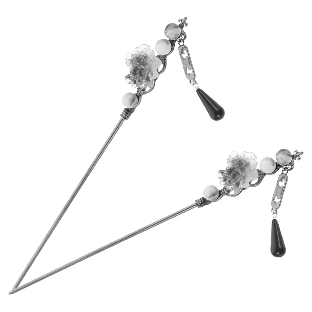 

2 Pcs Ink Flower Hairpins Elegant Design Versatile Use Fine Craftsmanship Hanfu Accessories Hair Sticks