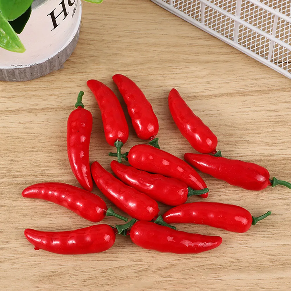 40Pcs Artificial Pepper Decor Lifelike Simulation Chili Pepper Bright Color for Home Shop Restaurant Display Photo Props