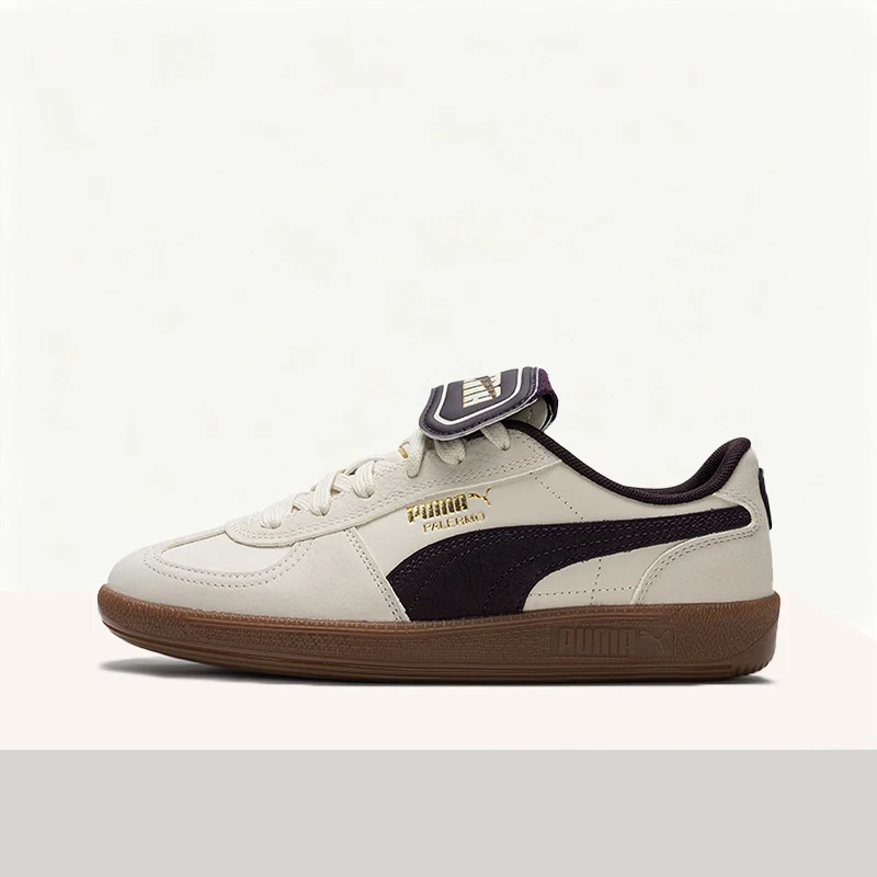 Puma Palermo T: Durable, Lightweight, Breathable Low-Top Sneakers for Daily Commuting (Unisex) in Beige-Purple 401744-04