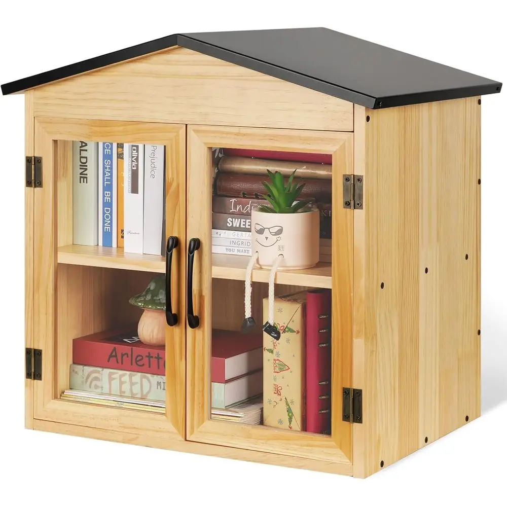 

Community Outdoor Book Exchange Cabinet for Neighborhoods, Schools, and DIY Projects - 20x14x21 Inch Wooden Literature Storage