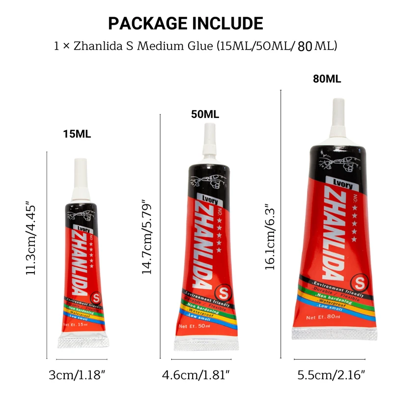 Супер клей для сотового телефона Zhanlida S, 15/50/80 мл, белый с прецизионным аппликатором, ремонт наконечника, ЖК-экран, электронные продукты