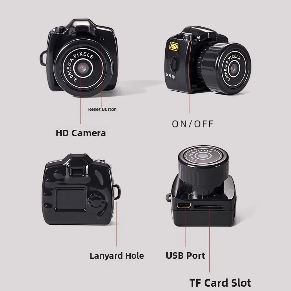 Rejestrator Dźwięku Mała Mini Kamera Wideo HD Mini Kamera dla Dzieci DV Czarna Y2000 Mini Kamkorder 3 Do 6 Lat