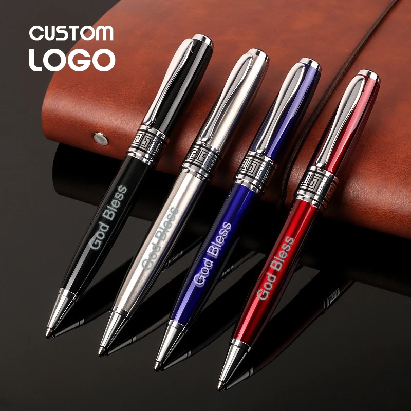 

Набор из 5 вращающихся металлических шариковых ручек: креативные деловые гелевые ручки, персонализированный подарок, ручки для студентов, с возможностью нанесения логотипа, для офиса и школы