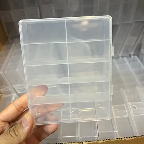 10-Gitter, transparent, leer, Nagelfolien, Aufbewahrungsbox, Kunststoff, Schmuck, Perlen, Edelsteine, Strasssteine, falsche Nagelkunst-Spitzen, Box, Organizer