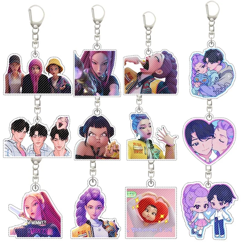 Anime Huntr-x K-Pop Demon Hunters Preorder Keychain - Fan Art Self Made Acrylic Classics Game Collection Toy Charm Girl Gift