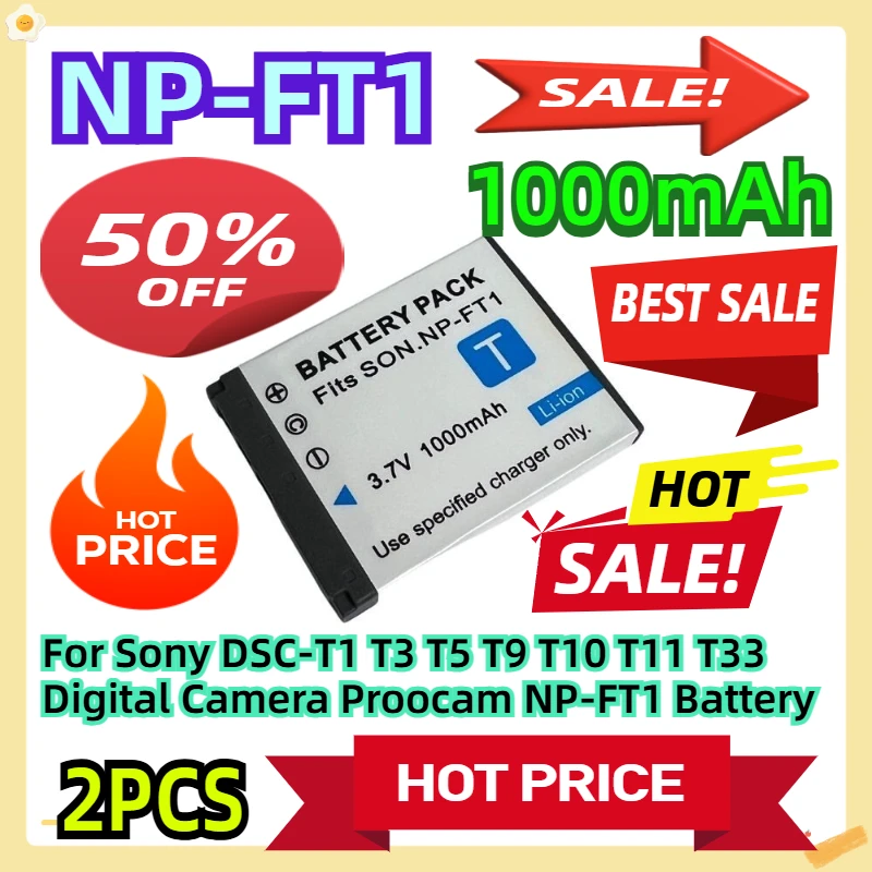 

For Sony DSC-T1 T3 T5 T9 T10 T11 T33 Digital Camera Proocam NP-FT1 Battery 2pcs