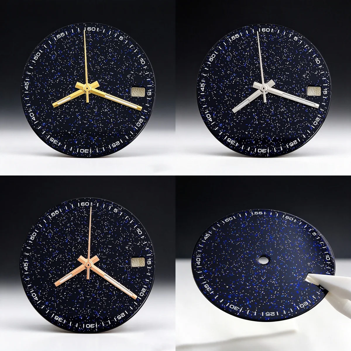 28.3mm NH35 Premium Galaxy Star Sand Watch Dial Sparkling Blue Star Dot Watch Face Date Position for NH35 NH36 Movement
