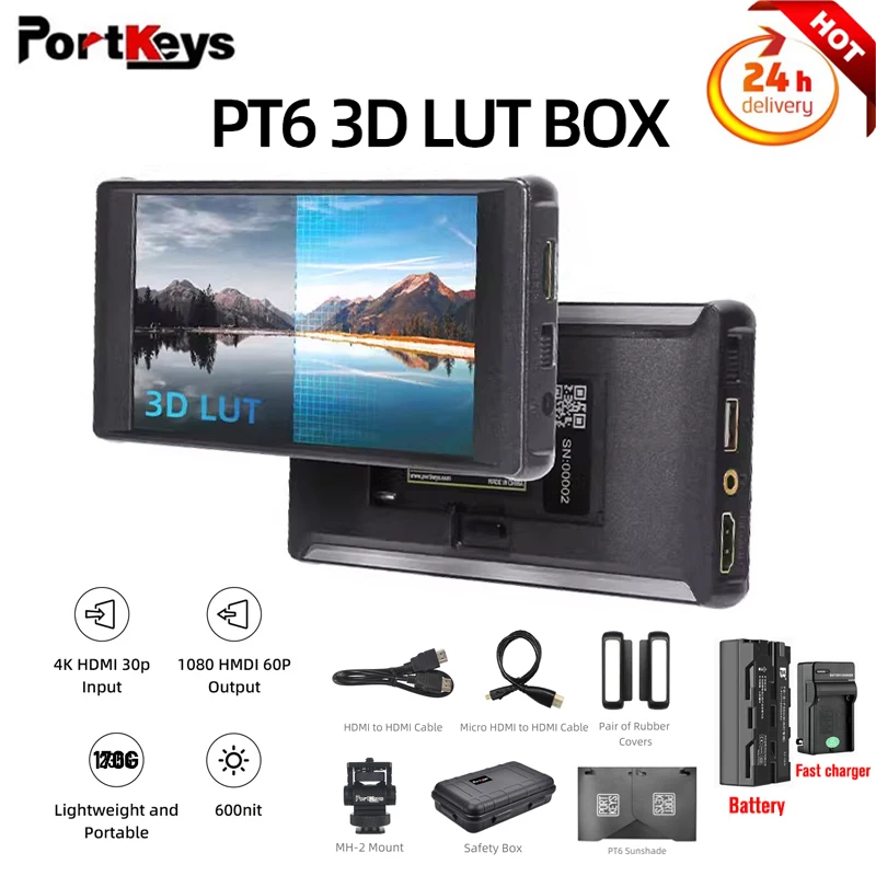 

Portkeys PT6 5.2" Portable HDMI-Compatibled Monitor for Live Stream 4K IPS DSLR Monitor w/ Stretch Legs 3D LUT Real-time Output