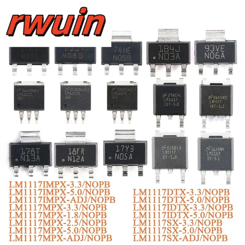 5Pcs LM117IMPX-ADJ/NOPB 3.3 LM117 LM117IMPX LM1117DTX LM1117SX SOT-223 Low Pressure Differential Linear Voltage Stabilization