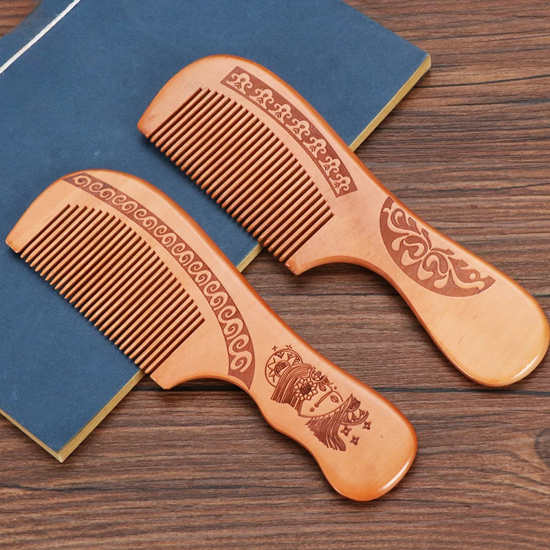 Hot Sale New In Natural Peach Wood Comb Close Teeth Anti-Static Head Massage Hair HealthTools