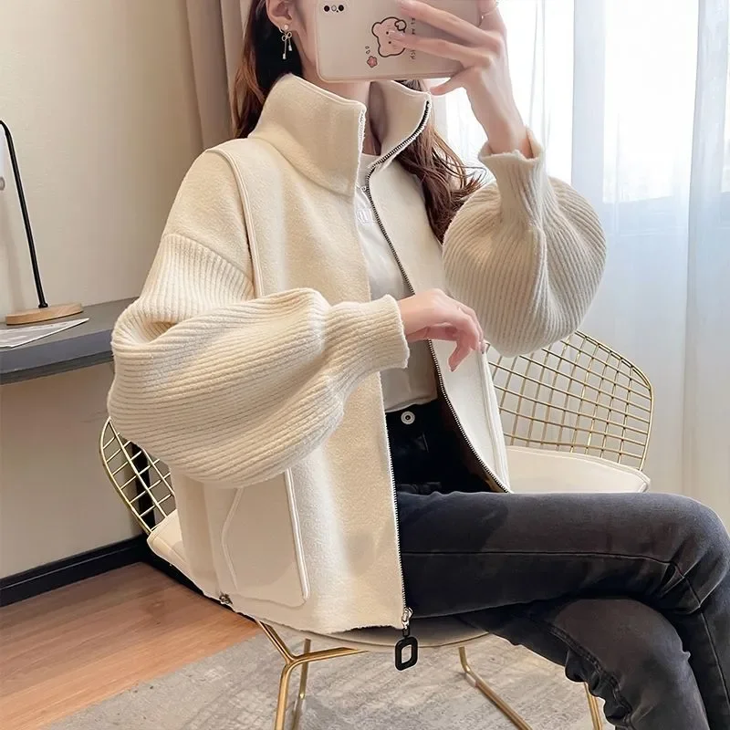 

Autumn And Winter New Jacket Women's Korean Version Loose Knitted Double-Sided Versatile Short Woolen Small Cardigan Top Thick