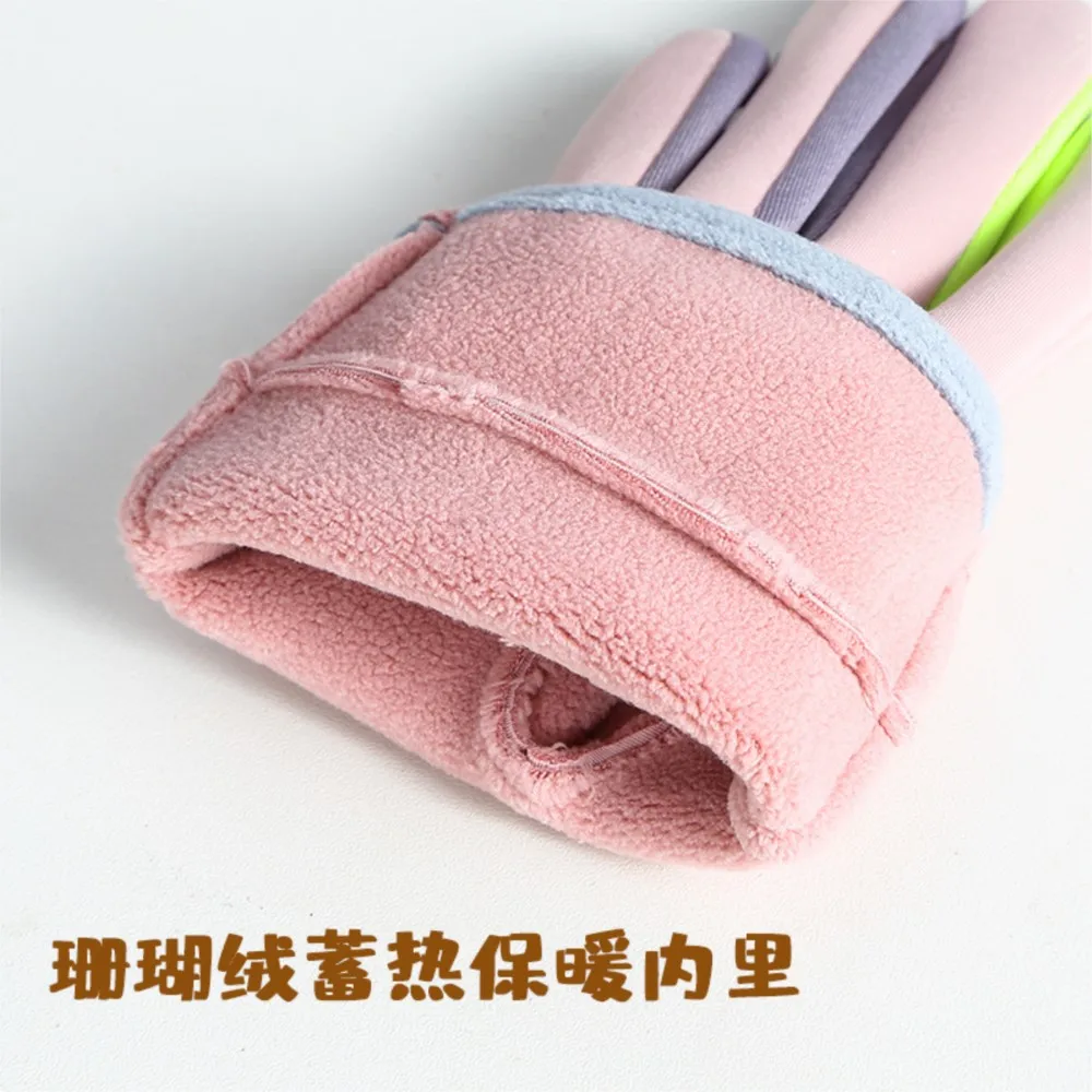 Children's gloves winter warm boys and girls glove children five fingers outdoor riding windproof cold waterproof gloves