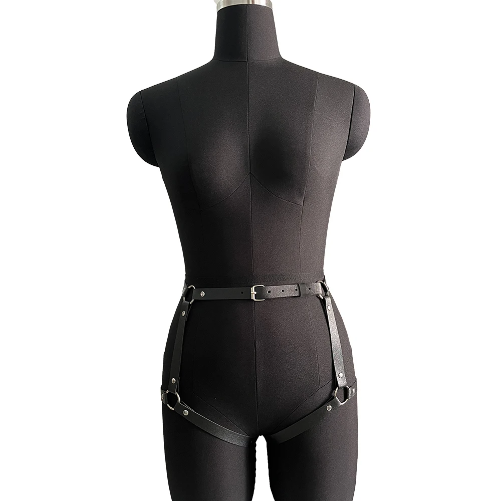 Faux Full Leather Harness Garter Belt Chest Harness Adjustable Suspenders Body Lingerie Bondage Goth Adult Sex Accessories