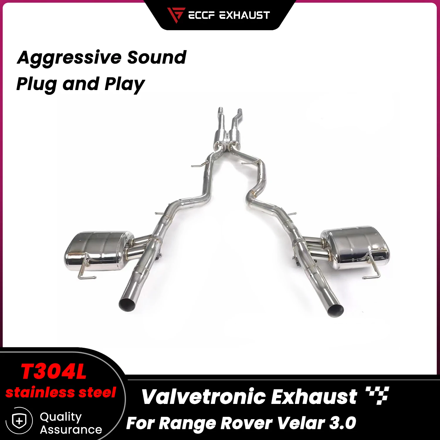 

Sporty Valvetronic Stainless Steel Catback Exhaust for Range Rover Velar 3.0 Freely Adjustable Sound Control Easy Installation