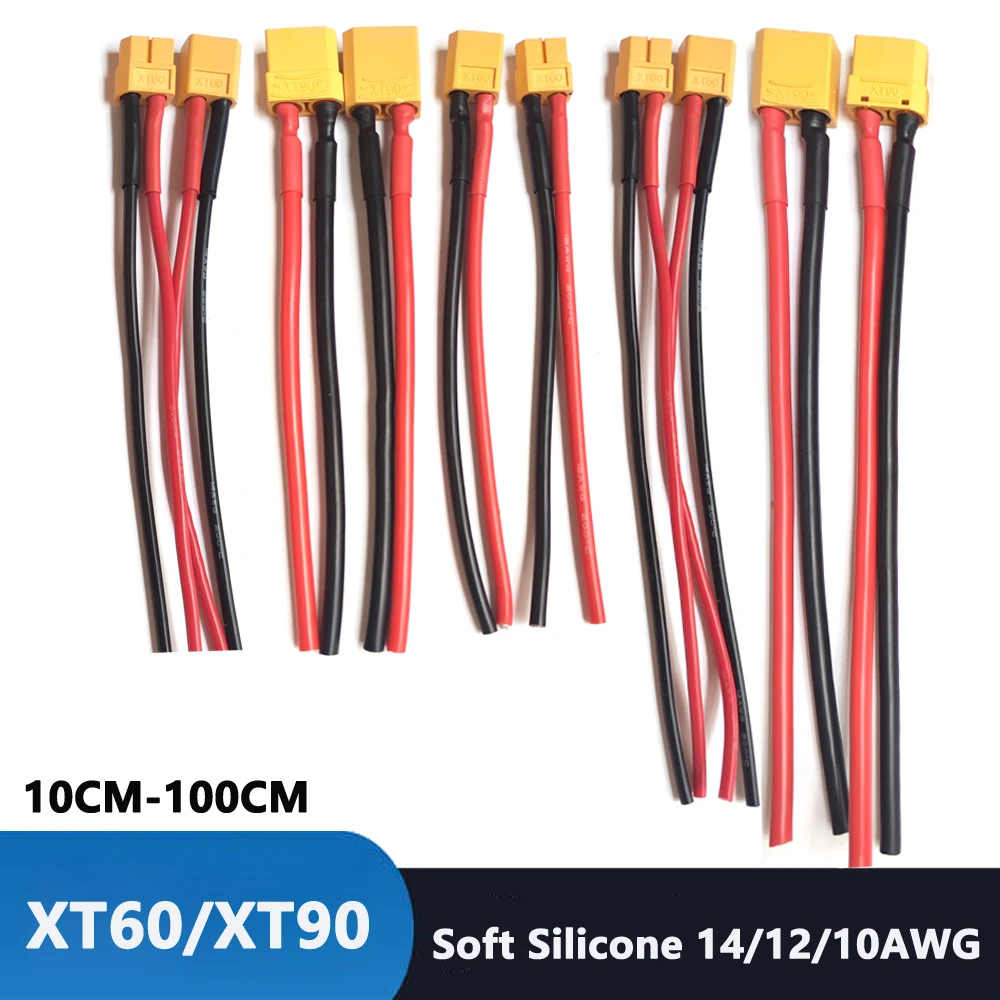 XT60 XT90 Female / Male Plug Battery Parallel Connector with Silicone Flexible Wire14AWG /12AWG/10AWG for RC Lipo Battery Motor