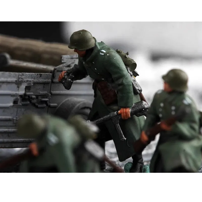 1:72 نموذج الراتنج رسمت 4 قطعة موسكو الشتاء الجنود المشاة الألمانية عمل الشكل DIY بها بنفسك المشهد ملحق جمع عرض الدمى #4