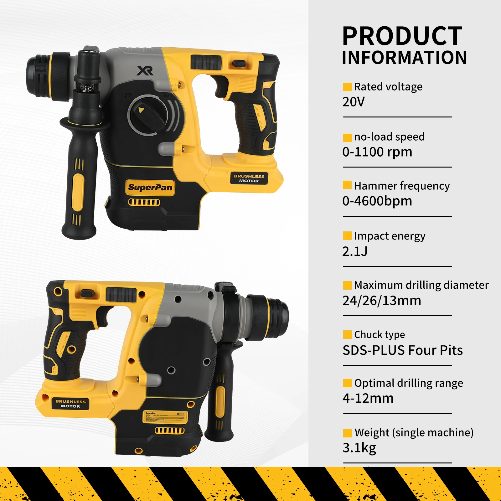 

Superpan SP273 SDS Woodworking Impact Drill – 18V/20V MAX Brushless Rotary Percussion Drill Compatible with Batteries