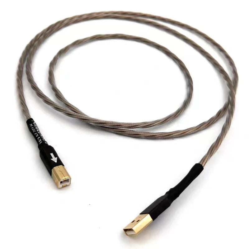 

HiFI Hi-end A-B type USB cables Audio DIY Copper Silver OFC pure copper conductor USB A to USB B Audio cable Cord Wire