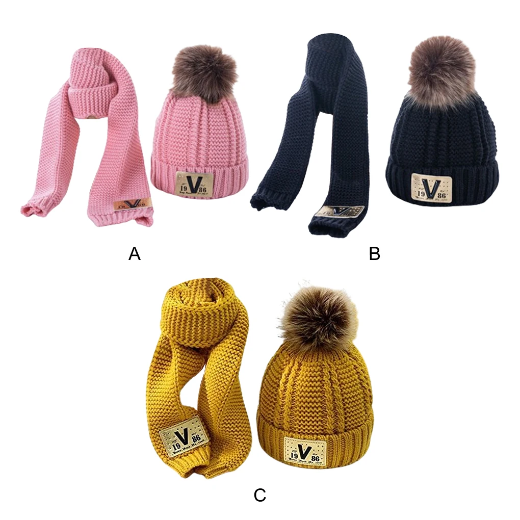 Kids Winter Hat And Scarf Set Winter Accessory For Boys And Girls Stylish Children Hat And Scarf Set Pink