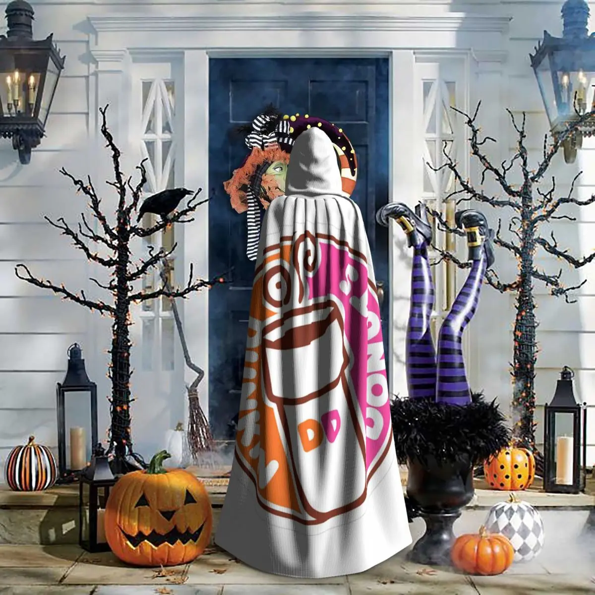 

Длинный плащ с капюшоном Dunkin Donuts, средневековый костюм ведьмы, накидка для косплея, для Хэллоуина, для взрослых, унисекс