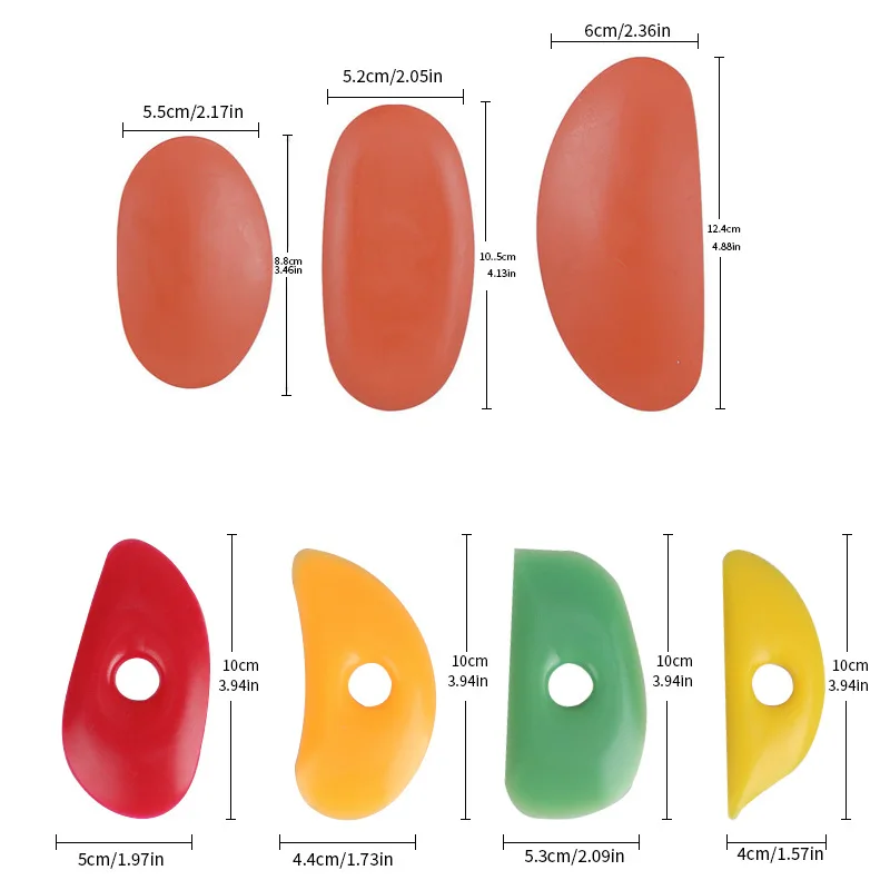 4 Stück weiche Gummirippen für Keramik, Ton, Silikon, Keramik, Werkzeuge für Heimwerker, glättet Formen, Bildhauerei, Keramik, Tonwerkzeug – Detail 5