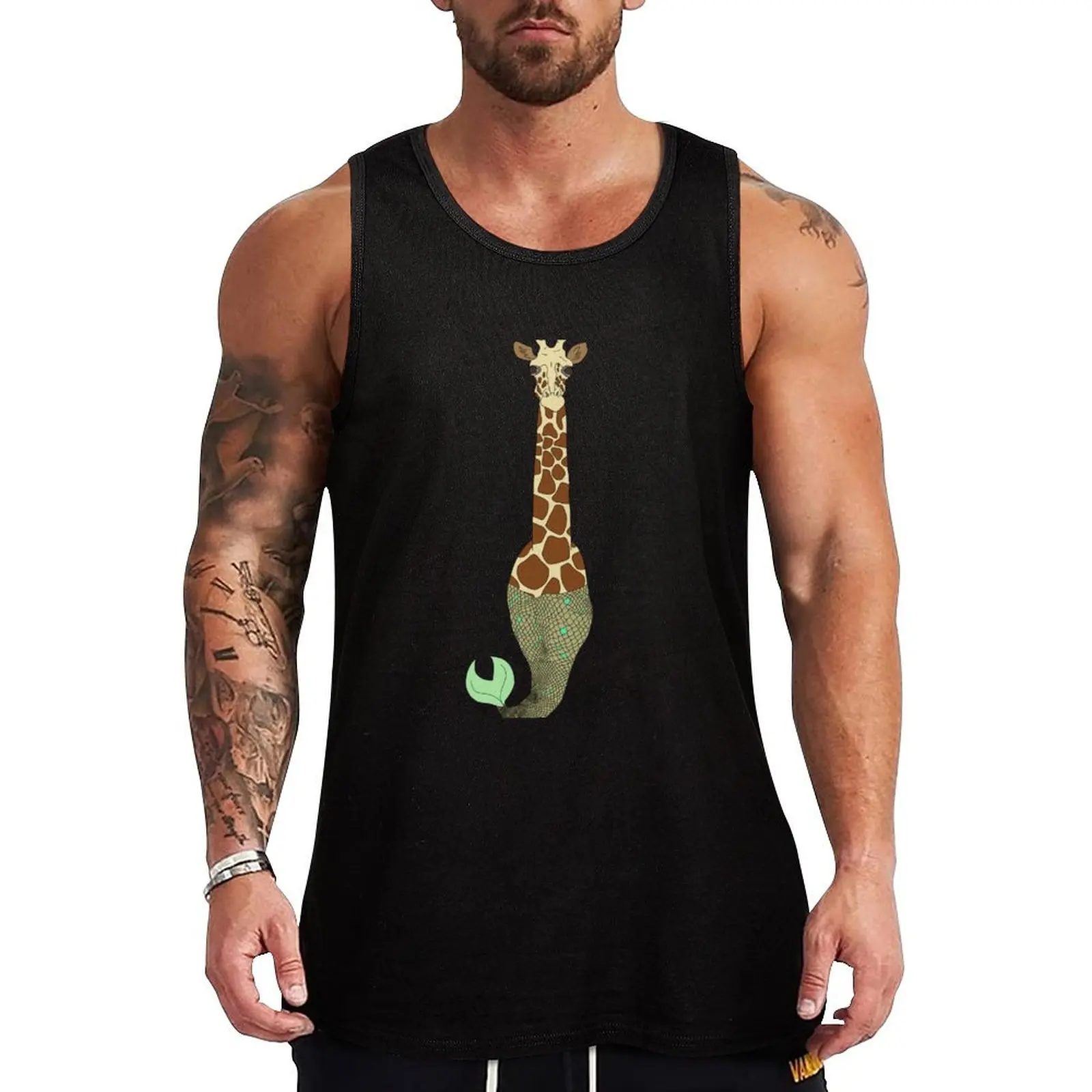 Mermaid Giraffe Tank Top gym men T-shirt sports basketball clothing cool things