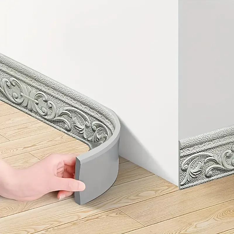1PC 230X8cm 3D Pattern Self Adhesive Sticker Wall Trim Line Skirting Border Decor Household Living Room TV Background Stickers