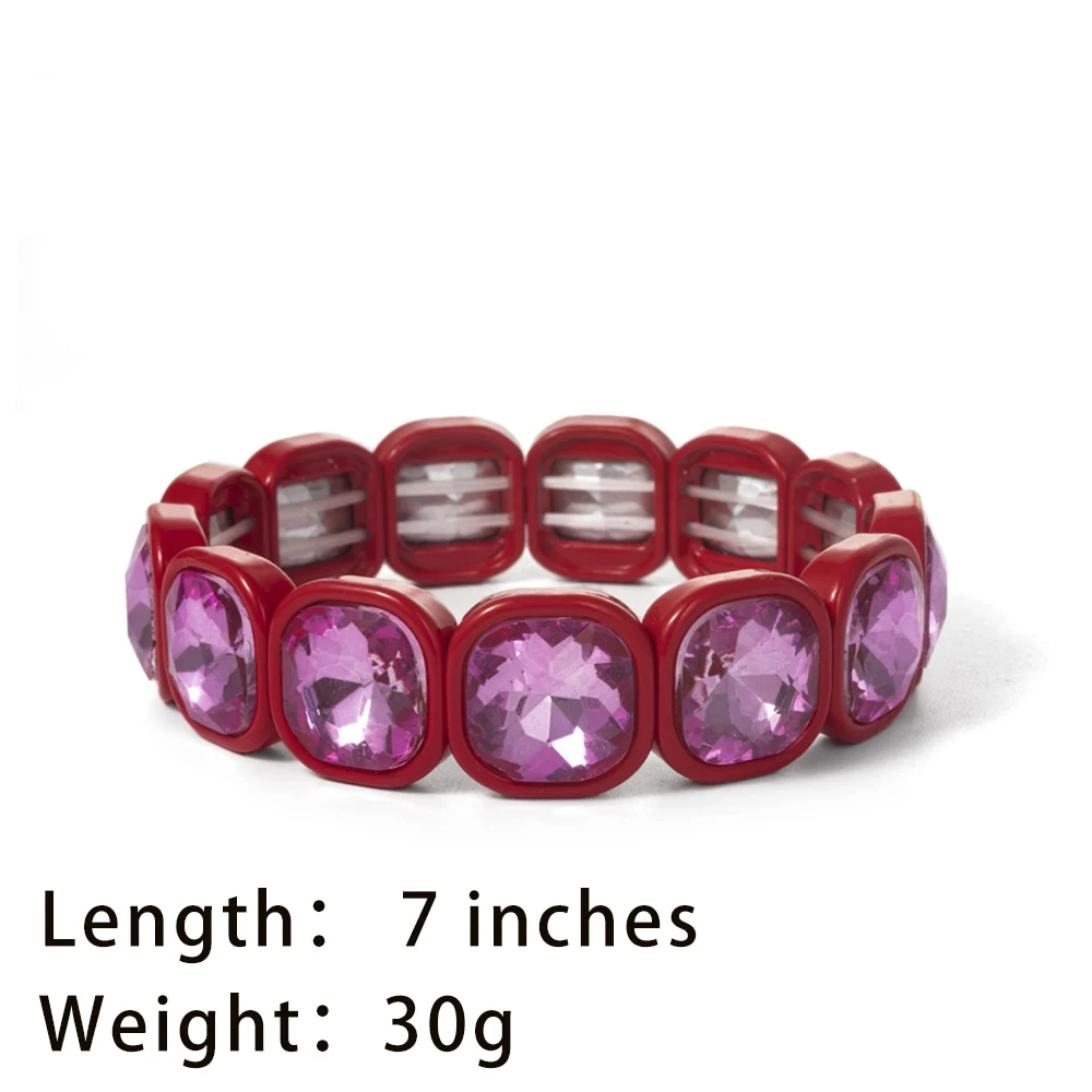 Colorful 15mm Crystal Elastic Bracelet Enamel Stretch Rhinestone Bangle Tile Bead Bracelet for Women Fashion Jewelry - view 6