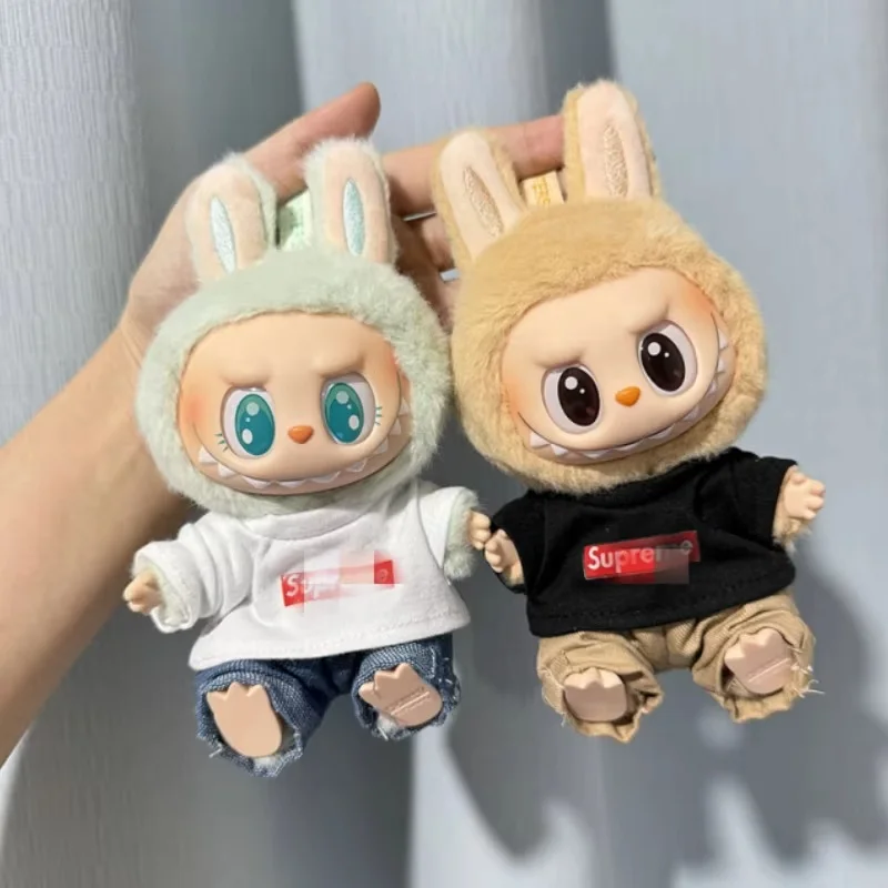 Hot Only Selling Garment 17cm First Second Generation Labubu Doll Only Clothes Suprem Clothing Set Multi Color Cute Doll Cloth