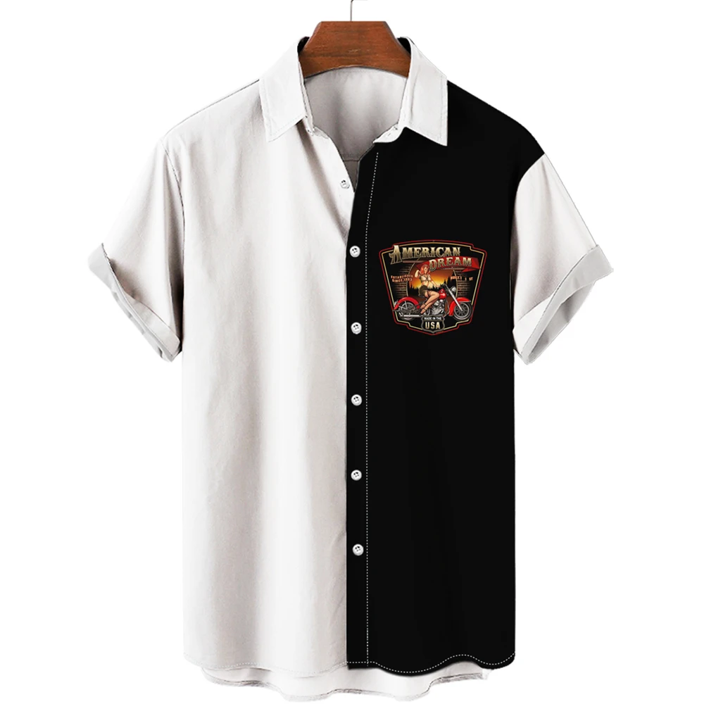 

Men's Printed ort Sve irt Turn-down Collar Floral Pattern Spring Summer Casual Wear Thin Fabric Youth Faion