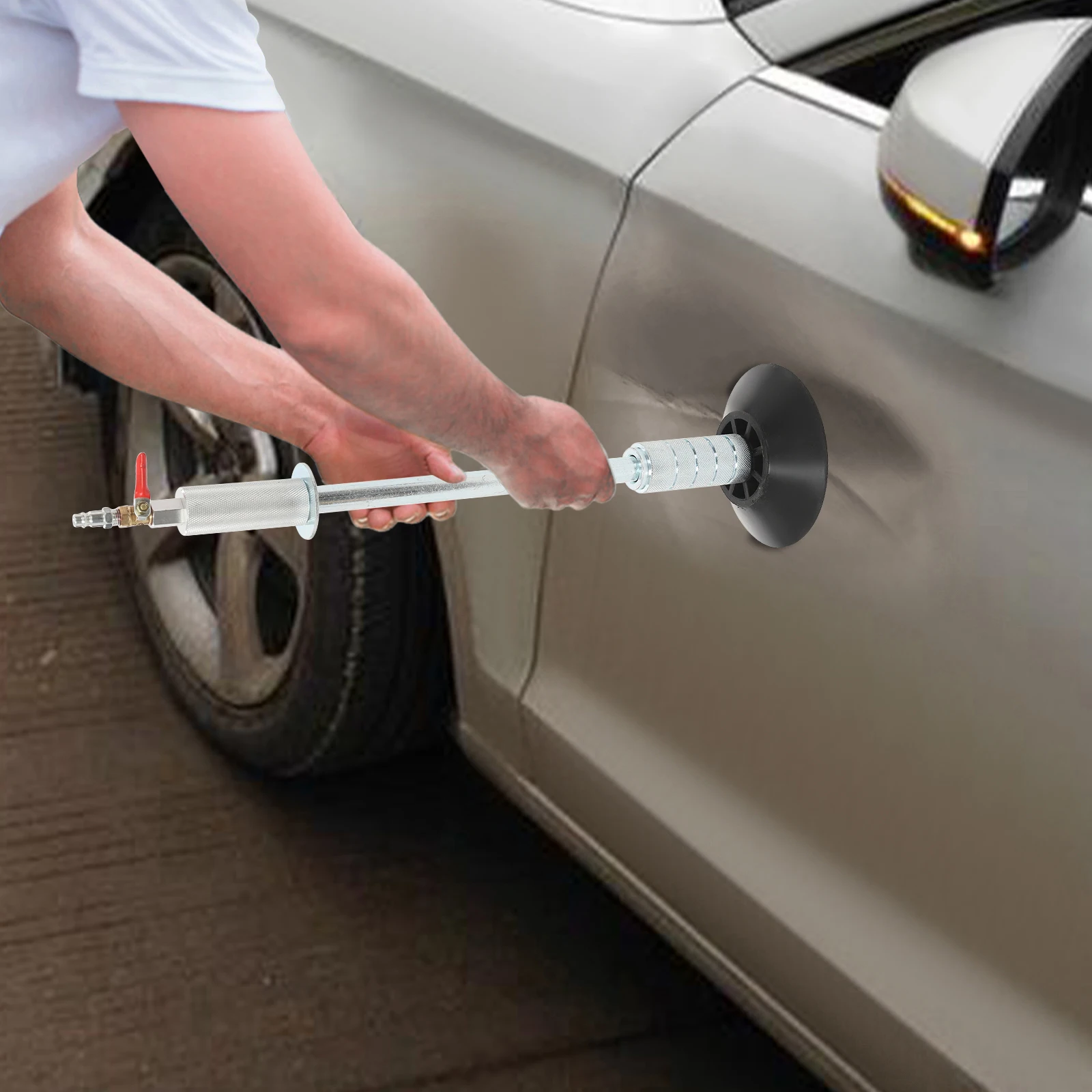 

Professional Pneumatic Dent Puller Kit W/ 3-Size Suction Cups,High-Strength Galvanized Steel for Auto Body Repair