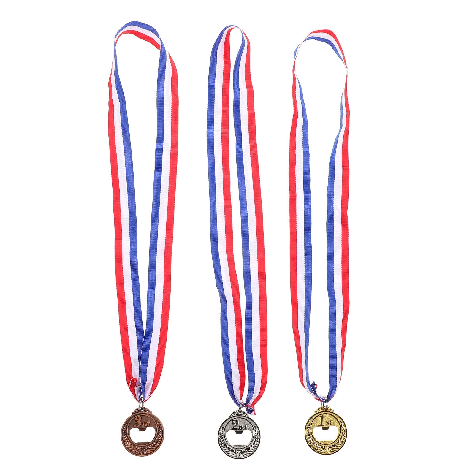 

3pcs Medal Shaped Bottle Opener Creative Design Practical Easy to Use Durable Alloy Material Party Accessories Ribbon Jar
